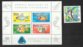Brasilien 1216 + Block 24 Fische ** 21./24.7.1969