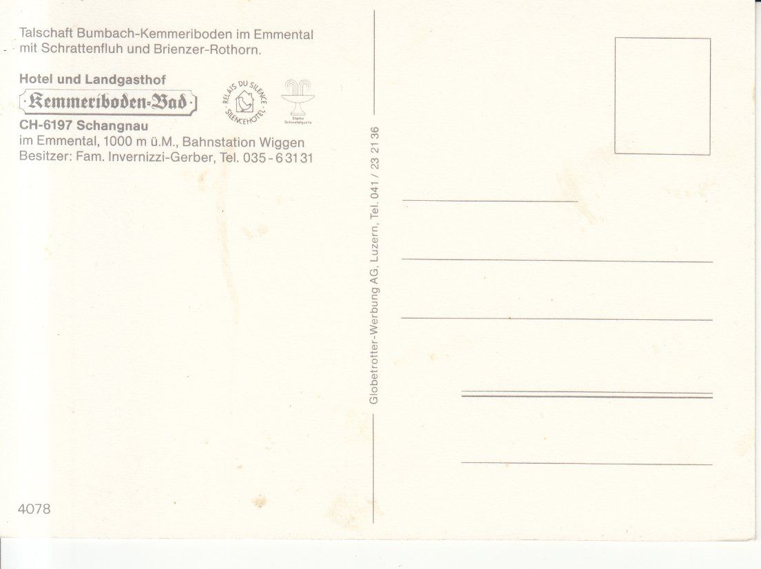 Ansichtskarten: Kemmeriboden Bad ca. 1970 – Gebraucht aus Bürglen TG von StampGraf 1