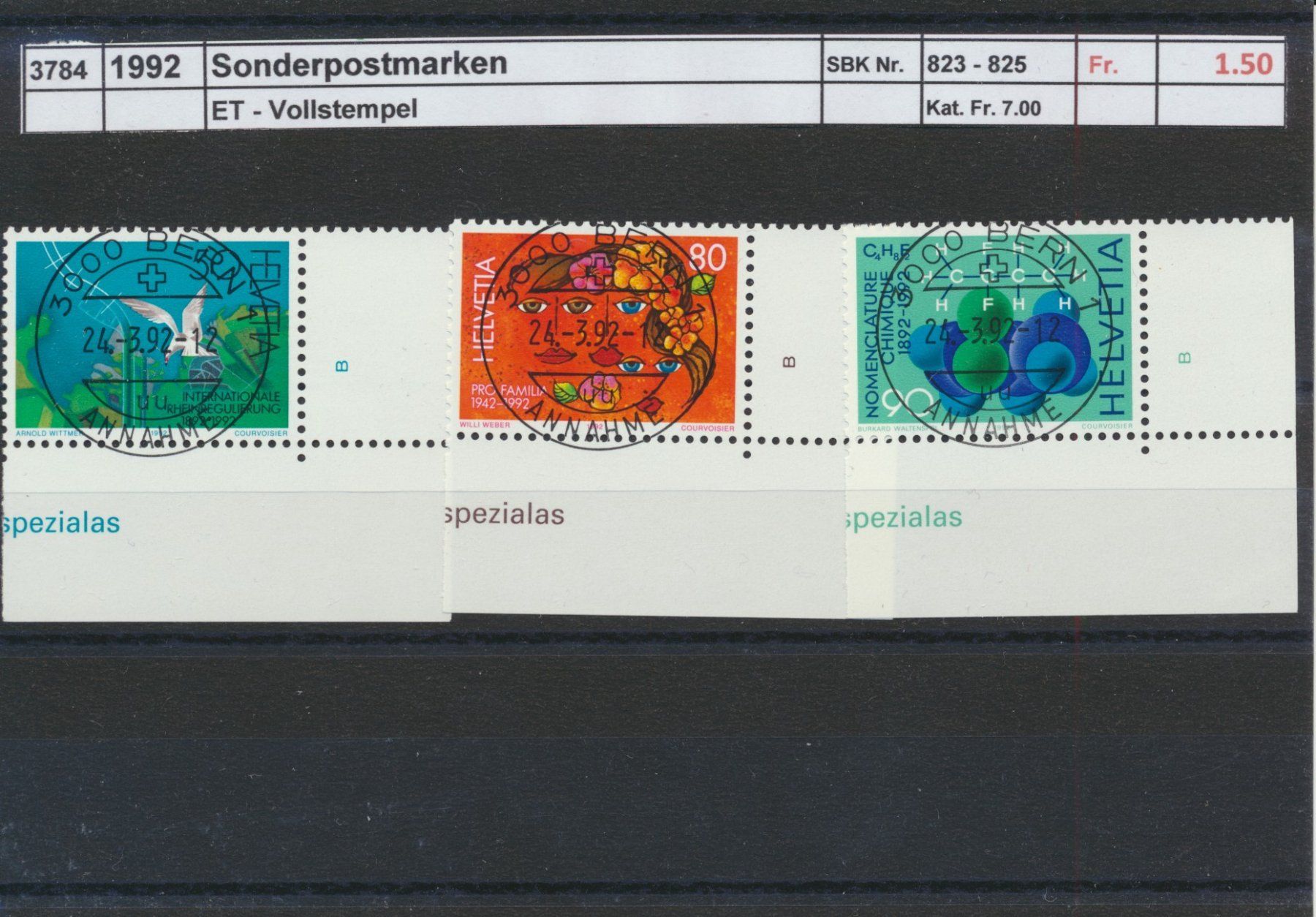 Tutti i francobolli: 1992 "Sonderpostmarken", ET - Vollstempel – Usato da Winterthur venduto da Zupogeru
