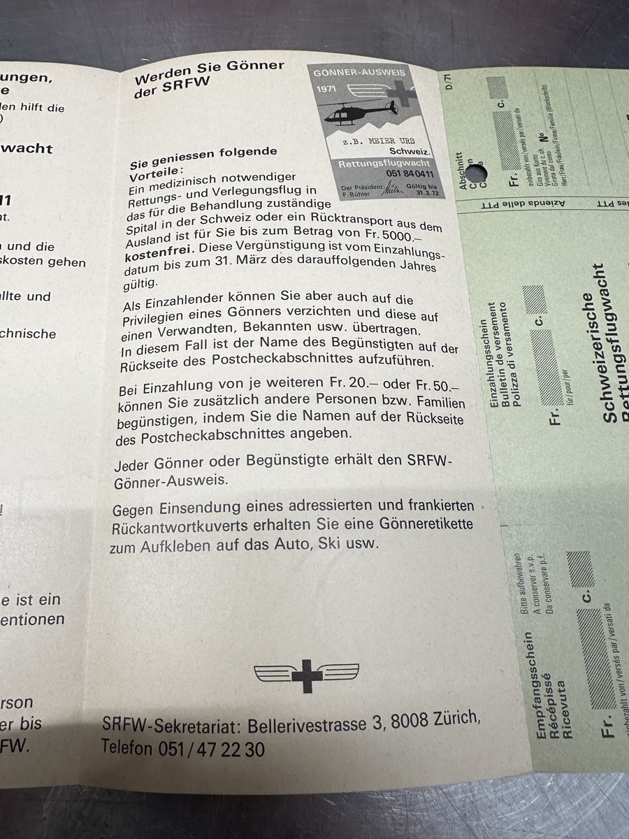Dokumente: Schweizerische Rettungsflugwacht Prospekt – Gebraucht aus Schwende von weesli 5
