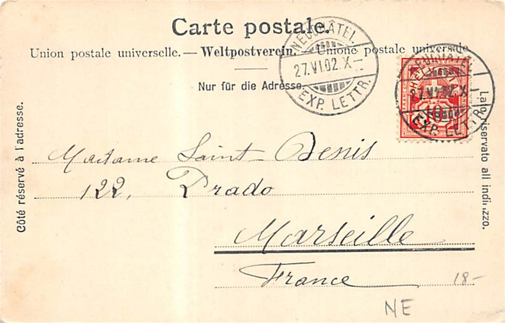 Ansichtskarten: Neuchâtel – Gebraucht aus Ottikon b.Kemptth. von Neptun1974 1