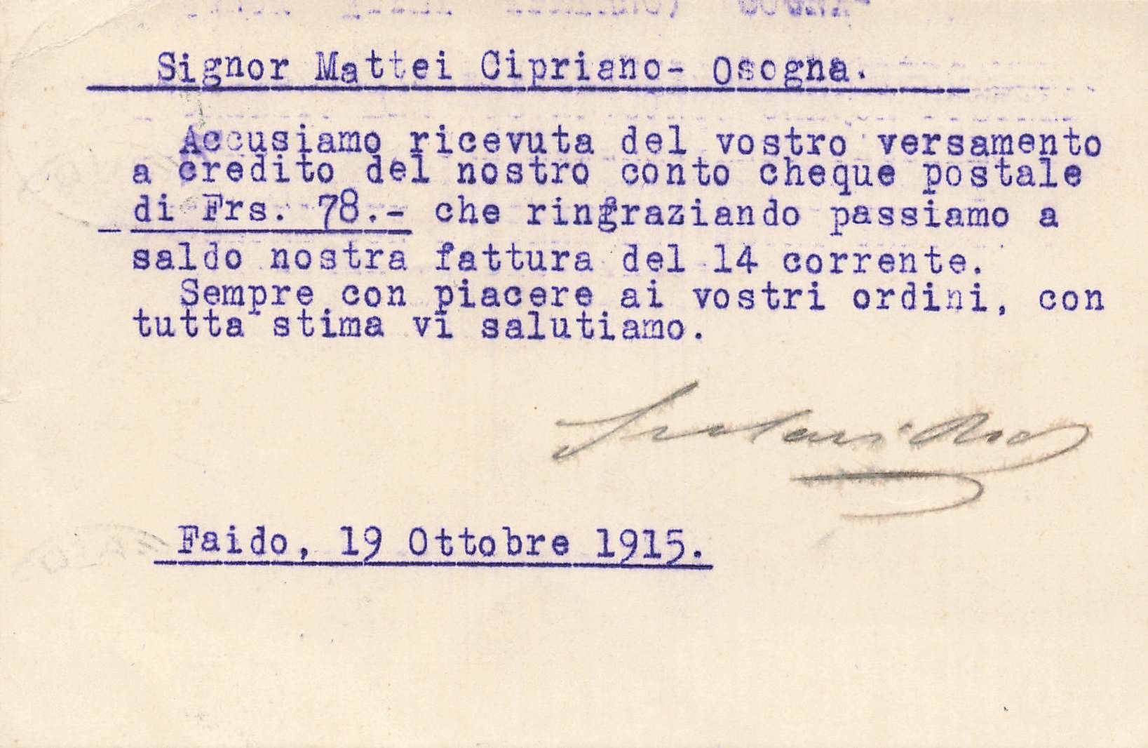 Cartoline postali: Rodolfo Scolari Faido – Usato da Biasca venduto da Blenio71 1
