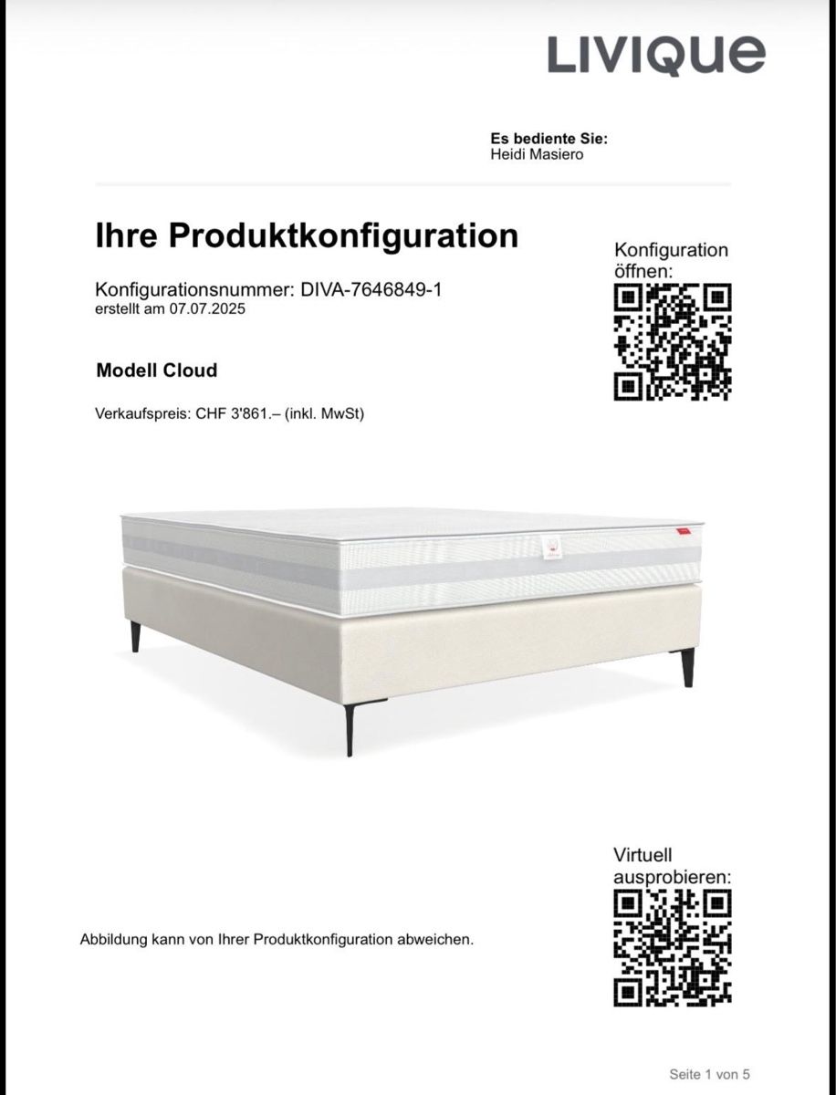 Betten: LIVIQUE Boxspringbett Cloud 160x200 cm mit Matratze – Neu (gemäss Beschreibung) aus Dietikon von sorry.7000 5