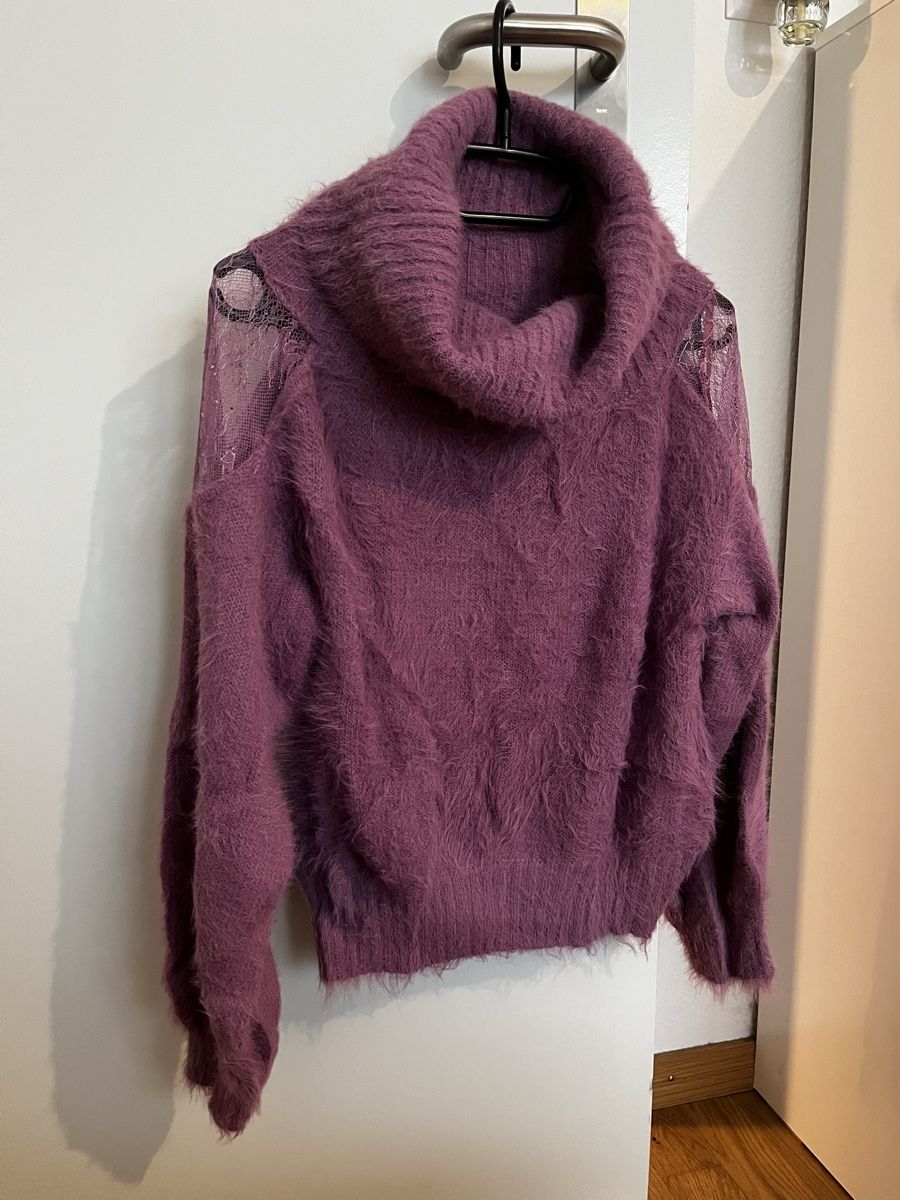 Maglioni & Felpe: Cecil McBee Flausch-Pullover Lila mit Spitze, Gr. M – Usato da Opfikon venduto da acoaee