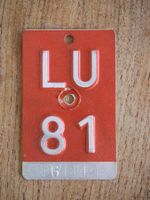 Velonummer LU 81 Fahrradnummer 1981 vintage Plakette Metall