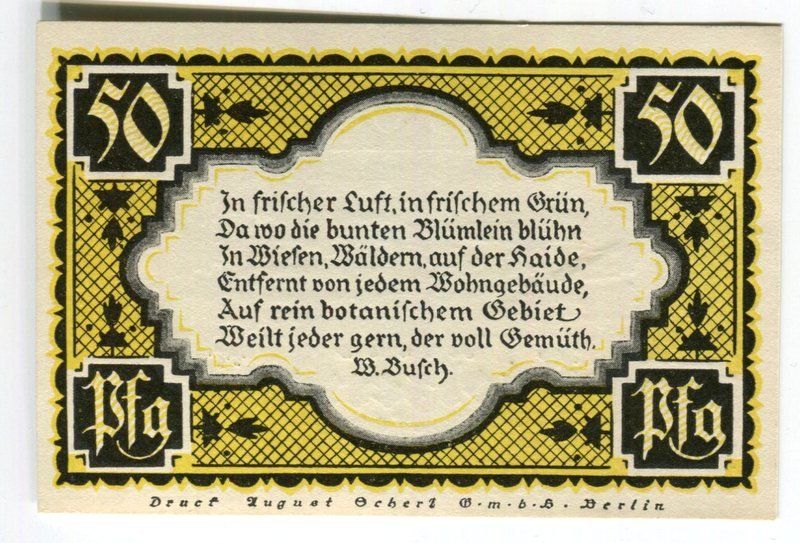 Banknoten: Notgeld "50 Pfennig. Stolzenau 1921" – Gebraucht aus Basel von Butsch5 1