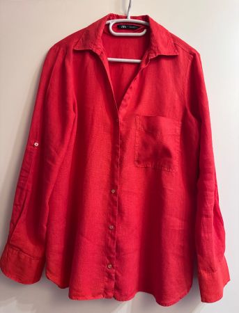 Chemise Zara en lin rouge - taille M