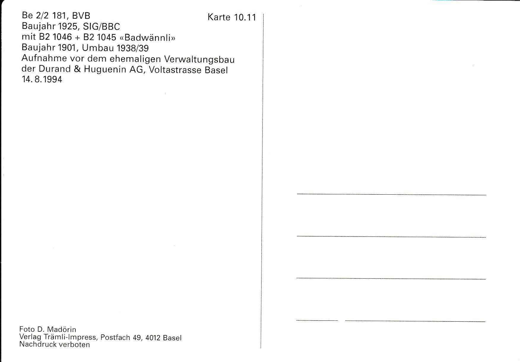 Cartoline postali: Strassenbahn Basel BVB Be 2/2+Badwännli – Nuovo e nell'imballaggio originale da Ettingen venduto da Pantograph163 1