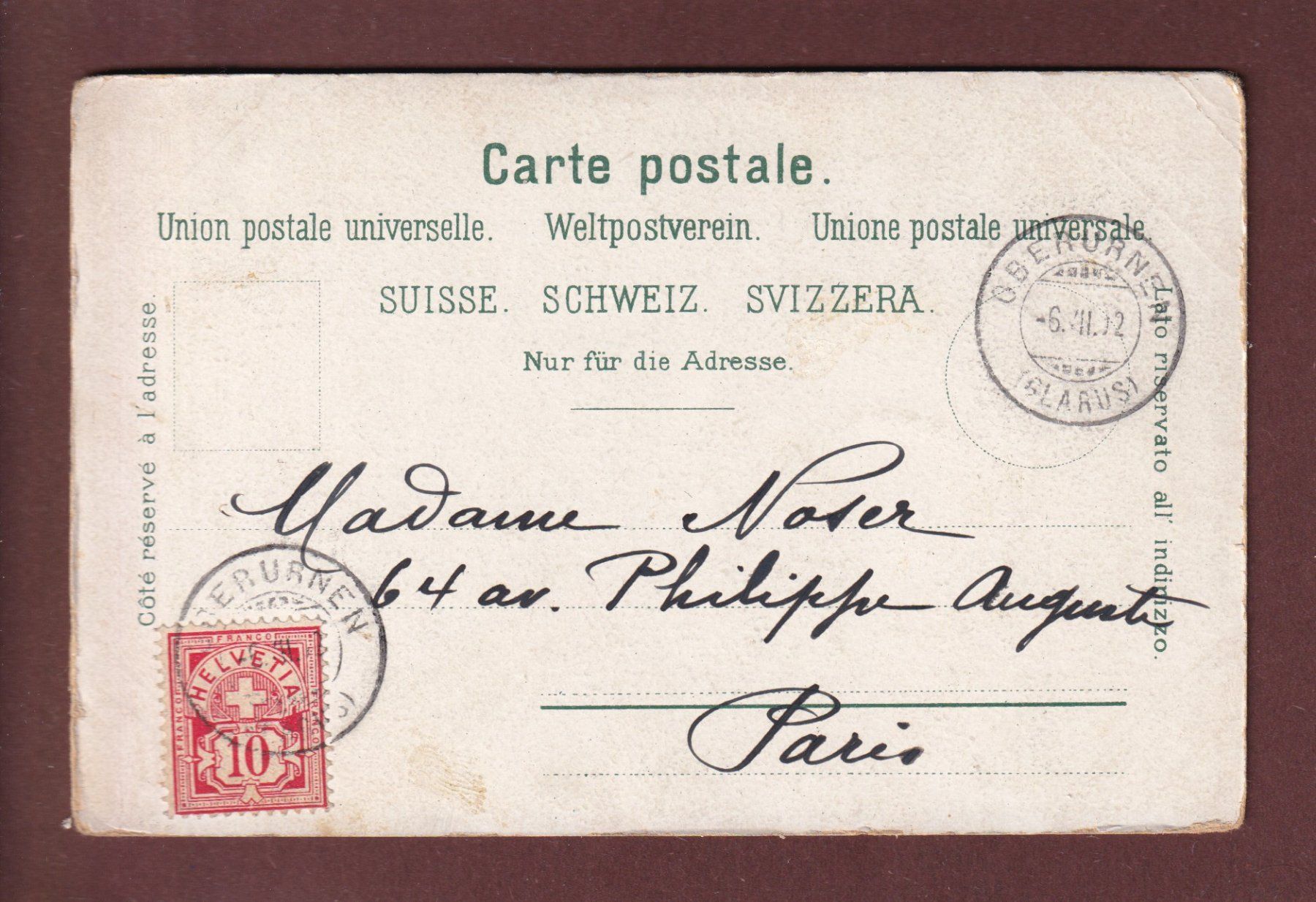 Ansichtskarten: NÄFELS - 1902 // Eckbug // – Gebraucht aus Pully von nicecards 1
