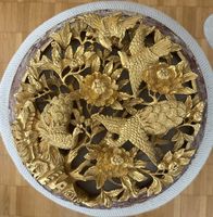 Schnitzerei-Holzpaneele - China, 20. Jh. , Ø34cm, H 4-5cm