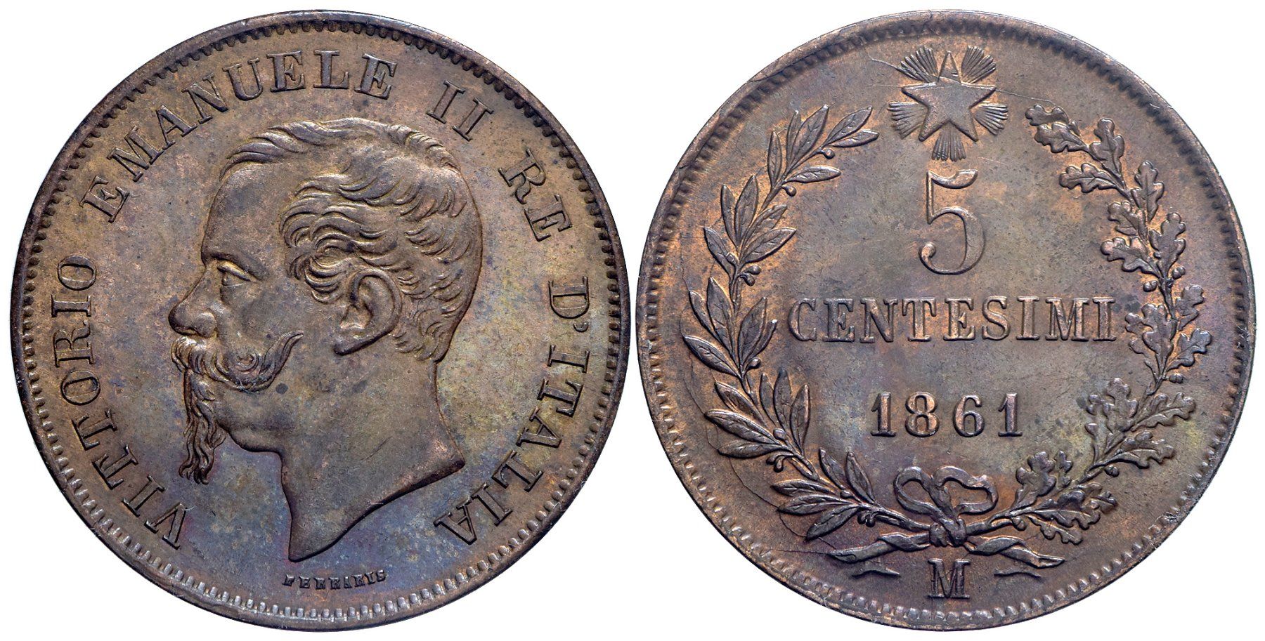 Tutti le monete: Italien, 5 Centesimi 1861 Milano – Usato da Lugano venduto da Numisartes 1