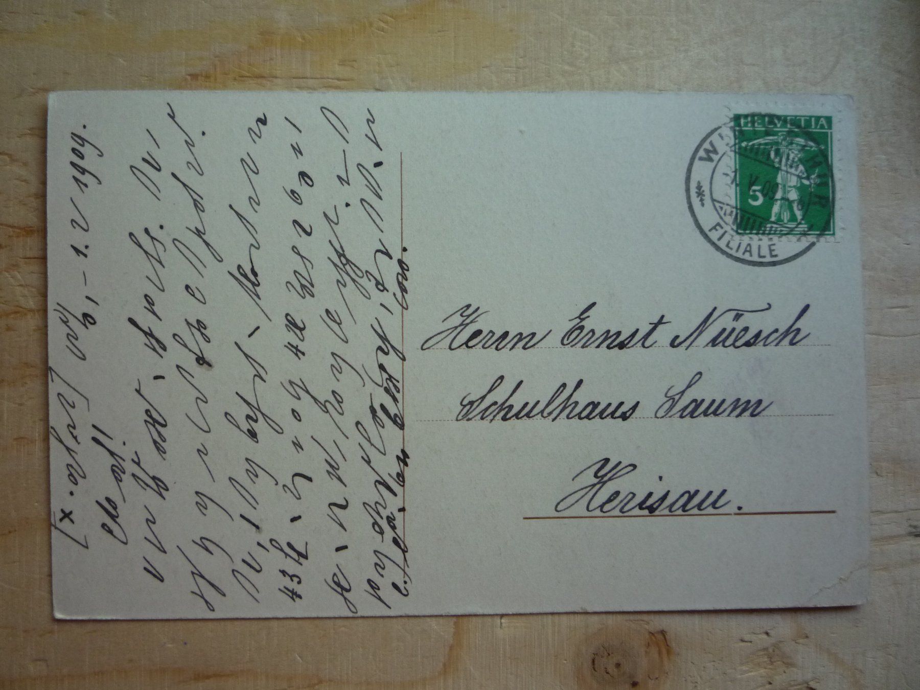 Cartoline postali: Winterthur, kanton. Technikum, 1.V.09 – Usato da Rieden SG venduto da Brockehuesli 1