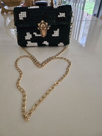Sac à main vintage fait main avec chaîne dorée, unique!