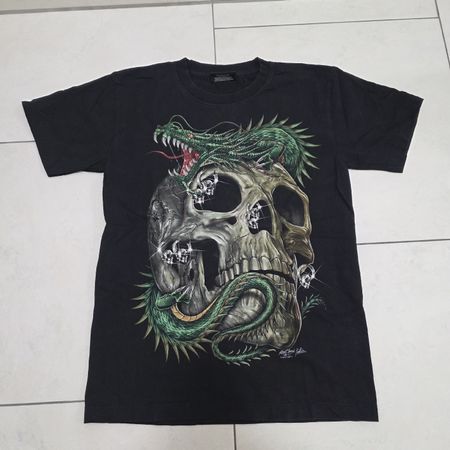 Schwarz T-Shirt Rock Chang Grösse S Totenkopf Drache Motiv