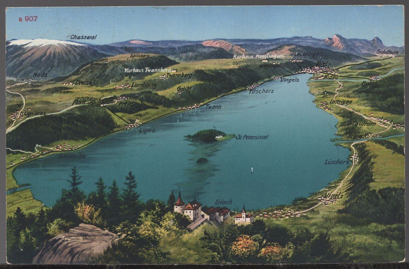 Cartoline postali: Bieler-See  Panorama  1929 – Usato da Aarau venduto da kufi44