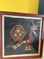 Batik Bild Pfau signiert Bandula Holzrahmen gebraucht