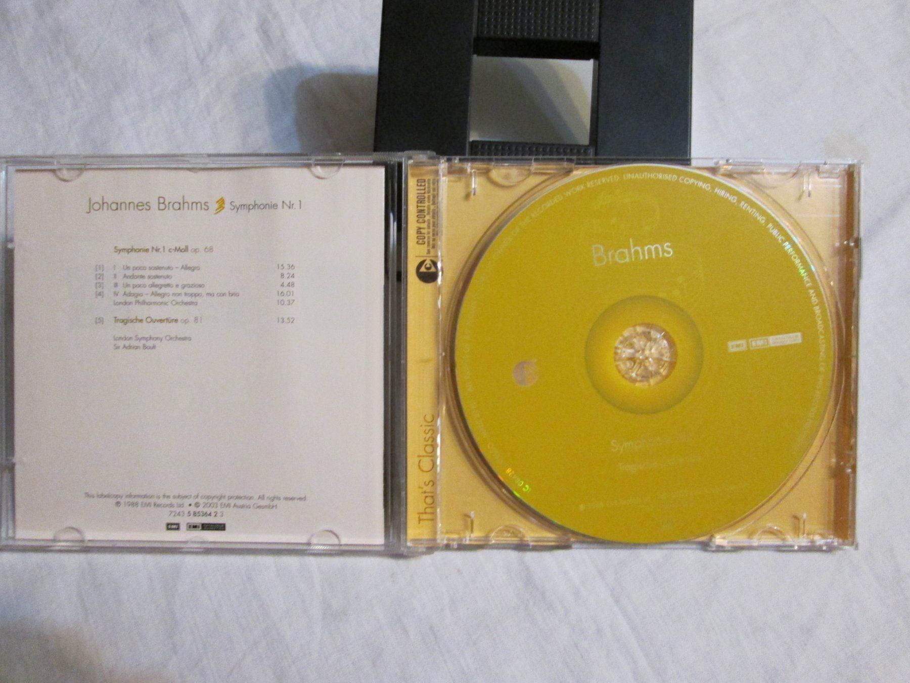 CD: CD BRAHMS SYMPHONIE Nr.1 – Usato da la Chaux-de-Fonds venduto da Lampe 1