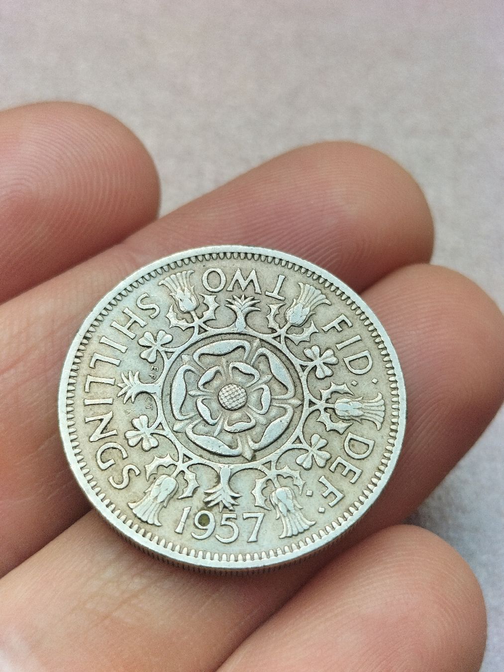 Alle Münzen: Queen Elizabeth II Zwei Schillinge 1957 – Gebraucht aus Müselbach von pat_9c9w 2