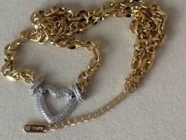 Luxus Elegante Edelsthal Kette Farbe : Gold/ Silber Zirkonia