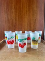 Verres givrés fruits 7 pièces vintage