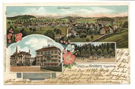 Gruss aus Kirchberg (SG) Toggenburg - Adler - Litho - 1908