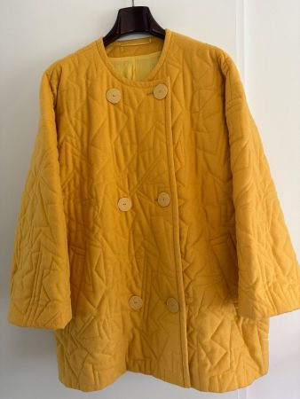 DAMEN JACKE MANTEL Gr. L, 100% SCHURWOLLE SONNENGELB