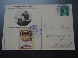 Offizielle Karte mit Flugpostvorläufer Liestal 1913 (Mängel)