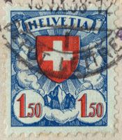 1.50 Fr. Wappenmuster - ABART mit verschobenem Rotdruck