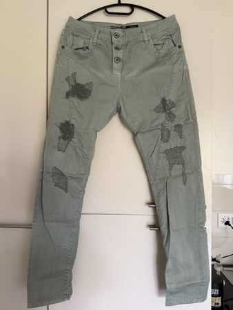 Please Stoffhose, destroyed Look, Gr. M, grün, Top Zustand!
