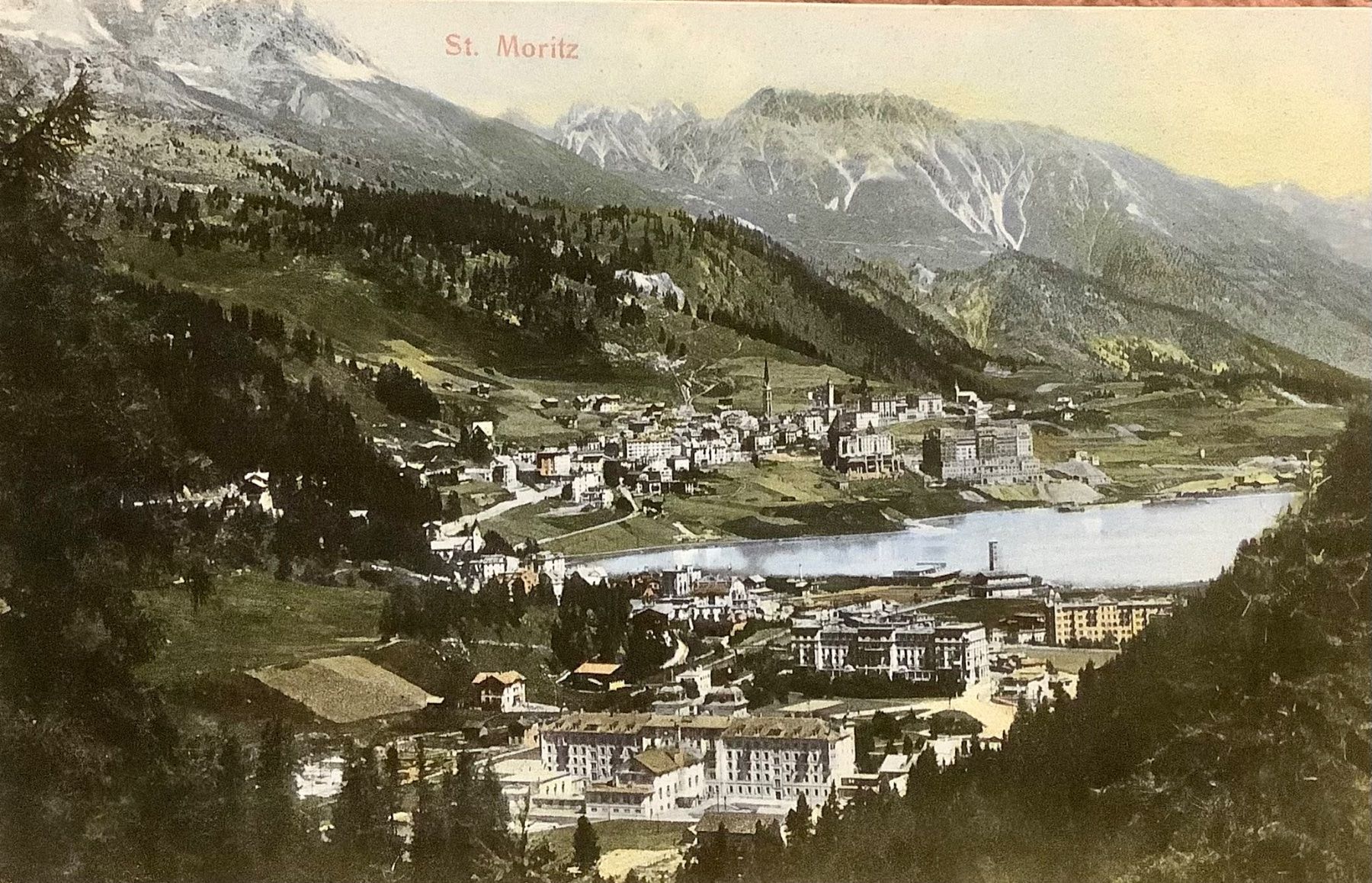Cartoline postali: ST. MORITZ mit See & Berge - Engadin – Usato da Root venduto da ENGLAND-TREASURES 1