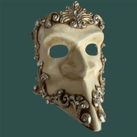 Venedig Maske mit Verzierungen und Steinen, weiss, neu