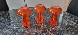 Pilzförmige Solarlichter aus Kunststoff 3 Stück, Orange.