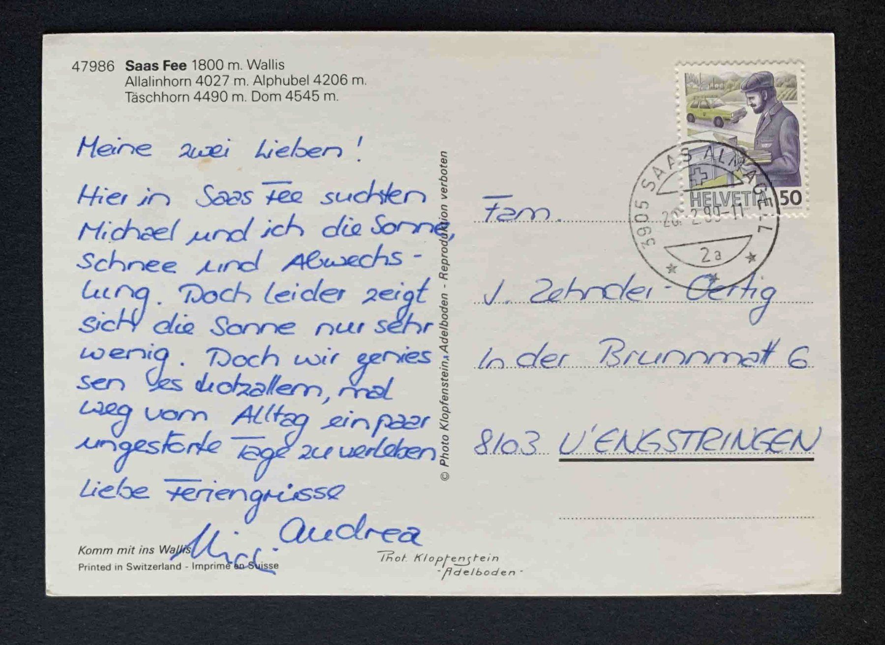 Cartoline postali: AK Saas Fee Alalinhorn Alphubel Täschhorn Dom – Usato da Goldau venduto da artelier1 1