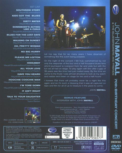 Tutti i DVDs: John Mayall & The Bluesbreakers - Eric Clapton - Chris Barbe – Usato da Brittnau venduto da Zibu 1