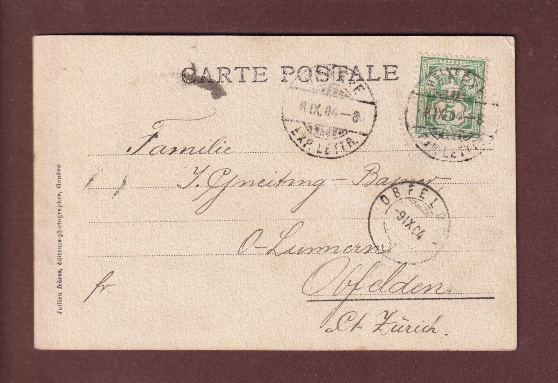Cartoline postali: BARQUE DU LEMAN - 1904 – Usato da Pully venduto da nicecards 1