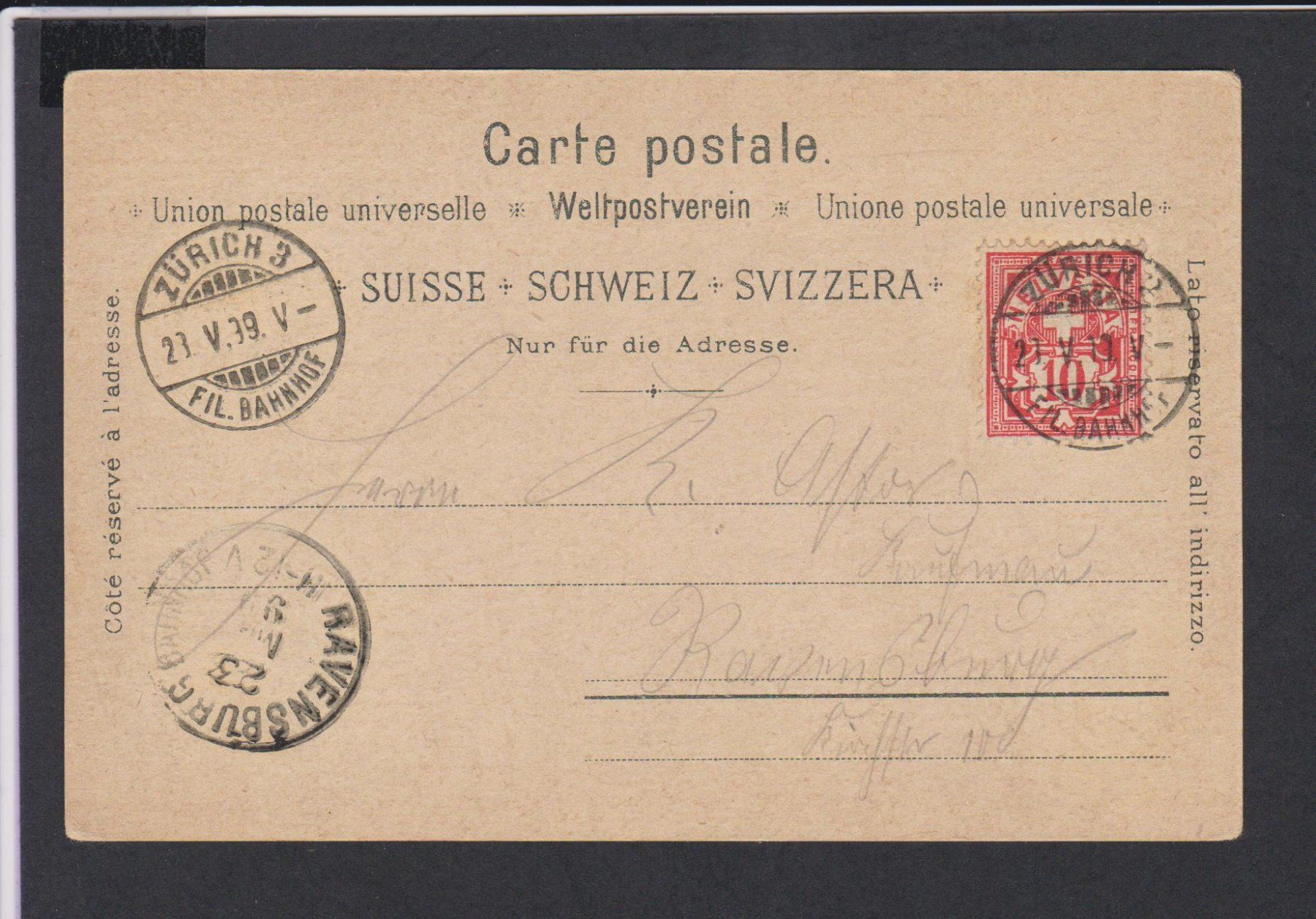 Cartoline postali: Rigi   -   alte Litho Ansichtskarte von 1899 – Usato da Vitznau venduto da Ropaku 1
