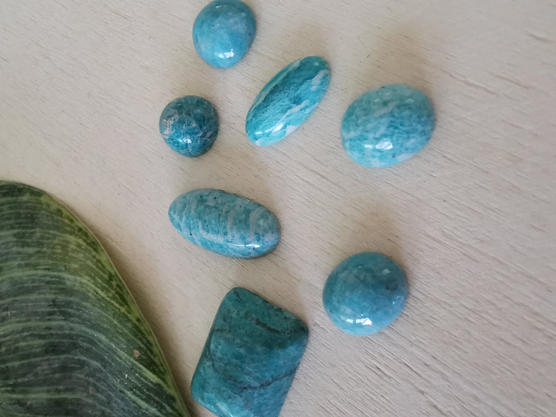Edelsteine: 7 Stk. verschiedene Amazonit Cabochons / Lager-Sondererkauf – Neu (gemäss Beschreibung) aus Dierikon von Buntspecht-10 1