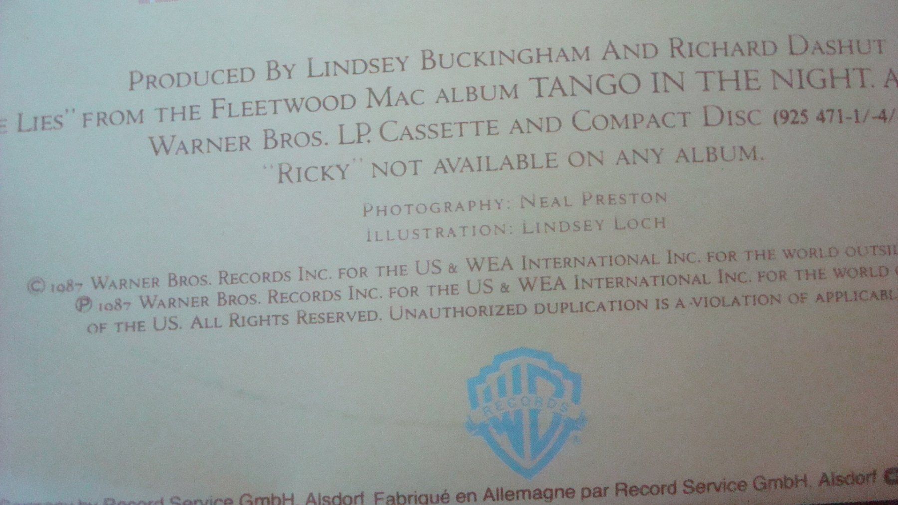 Schallplatten: Fleetwood Mac Little Lies - Ricky – Gebraucht aus Münchenstein von Pesci6 2