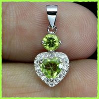 ♛ Peridot Herz Anhänger 925 Silber ohne Kette