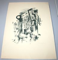 Atelierfenster Martin Lauterburg, moderne Lithografie 1932