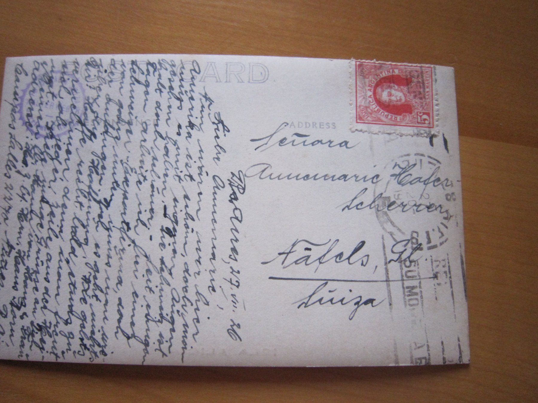 Cartoline postali: No 8 Postkarte ISLA ALICIA 1926 – Usato da Gordola venduto da Polentaefung 2