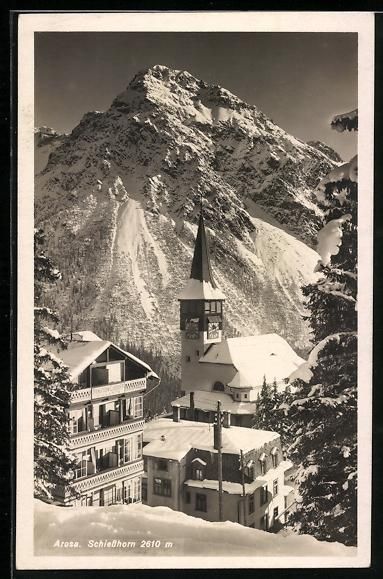 Ansichtskarten: Arosa, Vom Schnee bedeckte Kirche mit Sc – Gebraucht aus Berlin von bartko-reher