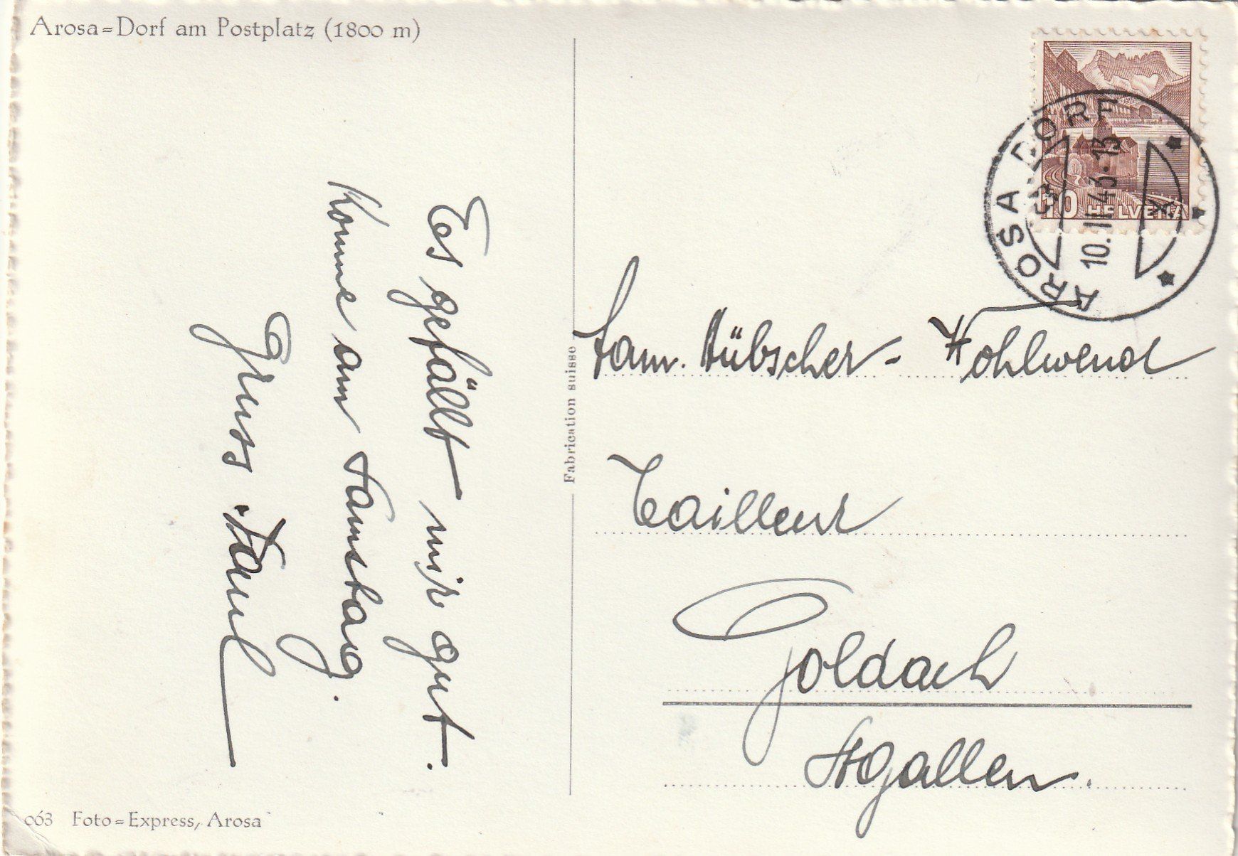 Cartoline postali: Arosa Postplatz im Winter – Usato da Rorschacherberg venduto da fratovi2 1