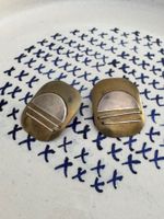 Vintage Earrings Metal Abstract Design Unique Pair