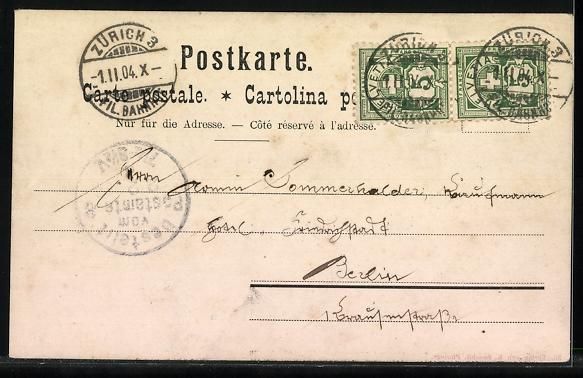 Cartoline postali: AK Rudolfstetten, Blick zur Kirche, 1904 – Usato da Berlin venduto da bartko-reher 1