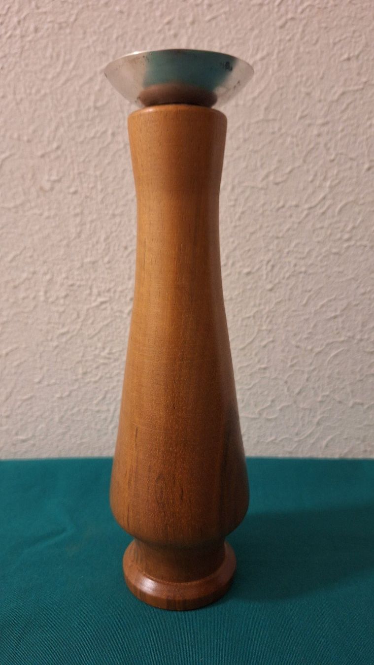 Kerzenständer: Vintage Kerzenständer , Holz ,Metall versilbert – Gebraucht aus Arlesheim von shopradl