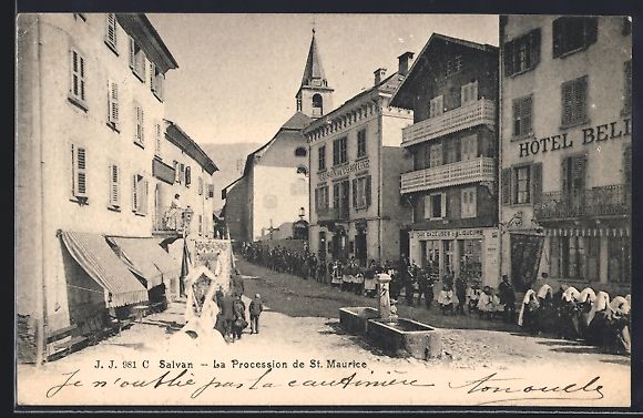 Ansichtskarten: AK Salvan, La Procession de St. Maurice – Gebraucht aus Berlin von bartko-reher