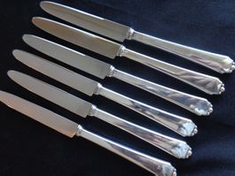 * 6 X COUTEAU A DESSERTS JEZLER DUCHESSE ARG. 800 COMME NEUF