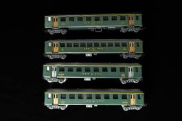 HAG SBB Personenwagen 1.+ 2.Kl. Grün, Metall, 4-teilig, H0
