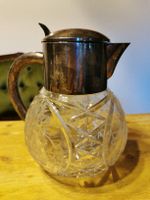 Kristallglas Kanne mit Silberdeckel Bowlekanne 1955